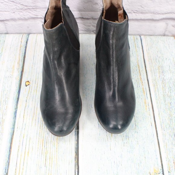 Eric Michael Web Shoemakers Blue Leather Slip On Chelsea Boots Size 8 - 8.5 - Picture 5 of 9